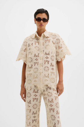 Ari Guipure Lace shirt, Sand